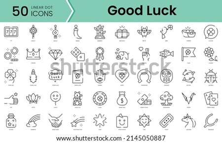 Set of good luck icons. Line art style icons bundle. vector illustration