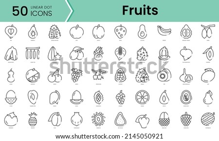 Set of fruits icons. Line art style icons bundle. vector illustration