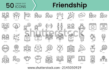 Set of friendship day icons. Line art style icons bundle. vector illustration