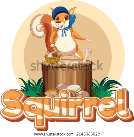 Sticker design for word squirrel illustration