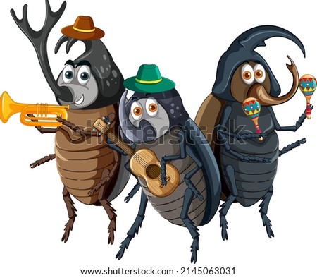 A beetle music band cartoon character illustration
