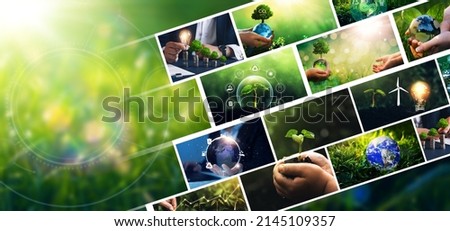 Sustainable development goals valid in modern industry. Environmental technology concept. Environment, save clean planet, ecology concept.  Royalty-Free Stock Photo #2145109357