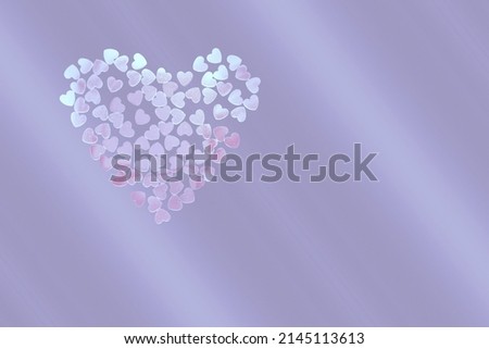 Beautiful confetti heart on a Very Peri background. Invitation template Design for background, greeting cards, poster.