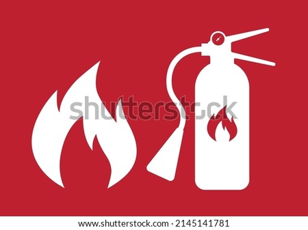 Label Fire extinguisher Sign on red background