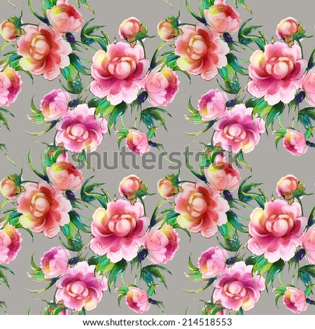 Seamless pattern bouquet of peonies-3