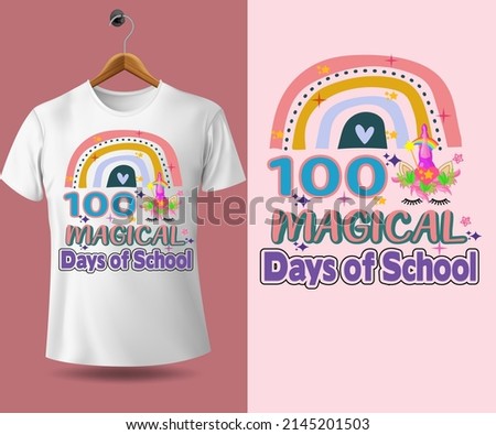 100 days of school modern trendy typography t shirt design  with first Day comic lettering quotes and poster, banner text.