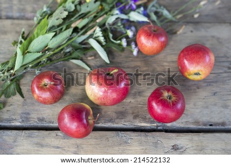 Apples on Wooden Table