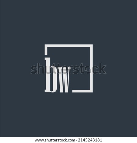 BW initial monogram logo with rectangle style dsign