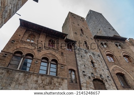 San Gimignano is a city in Tuscany. Surrounded by 13th century walls, the centerpiece of its historic center is Piazza della Cisterna.In the skyline of medieval towers stands the Torre Grossa in stone