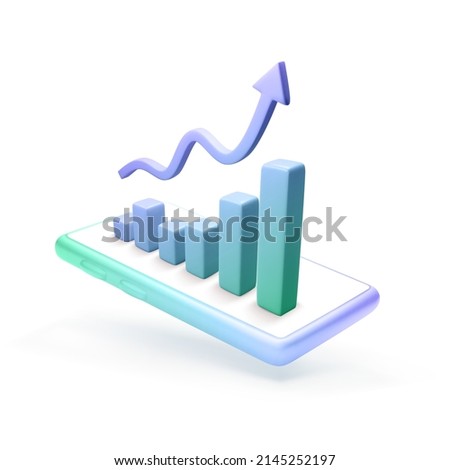 Manage money use mobile phone or application. Financial investment trade. Bank deposit and finance profit or investment. 3D vector illustration