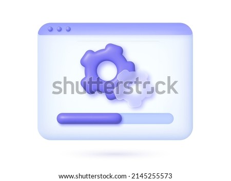 System update 3d Vector concept. 3d glass morphism gear for mobile app design. System update. 3d vector render concept Royalty-Free Stock Photo #2145255573
