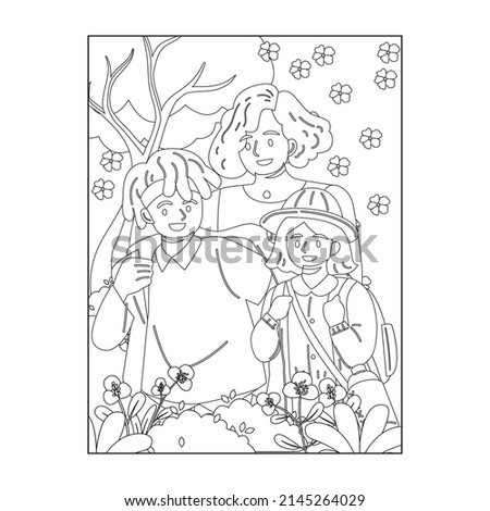 Mothers Day Coloring Pages. Happy Mother's Day Coloring Page Outline Vector Graphic.