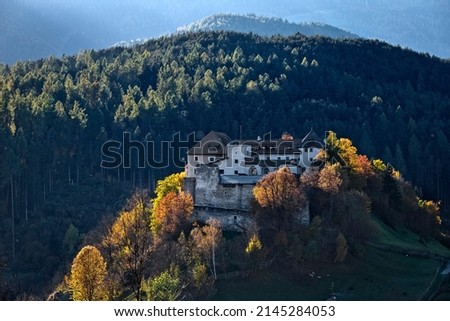 The Badia Castle was a medieval fortress and a monastery of nuns. San Lorenzo di Sebato, Pusteria Valley, Bolzano province, Trentino Alto-Adige, Italy, Europe.  Royalty-Free Stock Photo #2145284053