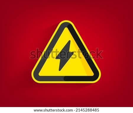 High voltage warning symbol. Yellow safety icon. Electrical danger warning sign vector