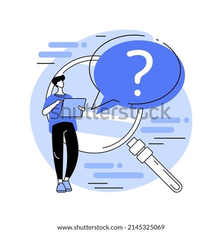FAQ abstract concept vector illustration. Frequently asked questions, customer help, how-to, user interface, website menu bar, corporate page, product info, solve problem abstract metaphor. Royalty-Free Stock Photo #2145325069