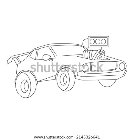 Coloring page of funny cartoon car. Car outline. Cartoon vehicle transport. Colouring book for kids and children.