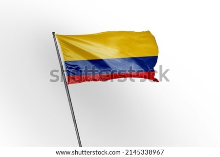 Colombia waving flag on a white background. - image