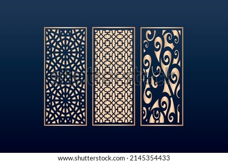 Laser cut panel template set with islamic pattern, Decorative laser cut panels template with abstract texture.dxf geometric and floral 