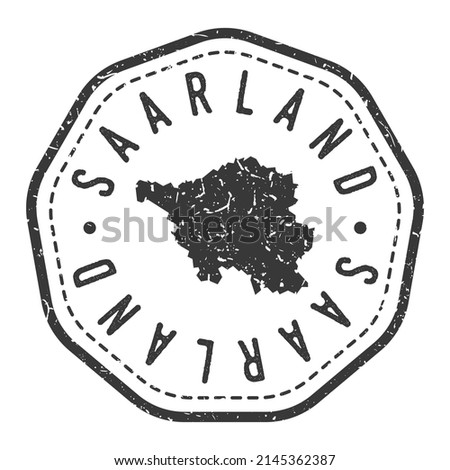 Saarland, Germany Map Stamp Retro Postmark. Silhouette Postal Passport. Seal Round Vector Icon. Badge Vintage Postage Design.