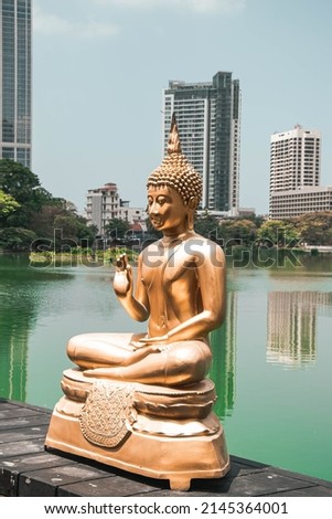 "Gangaramaya Temple". It is One of The Most Important Temples in Colombo, Sri Lanka, Being a Mix of Modern Architecture and Cultural Essence. Located on the "Beira Lake" Colombo, Sri Lanka.