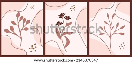 Cover set made in modern abstract leaves, minimal cover design. Colorful geometric background, vector illustration.