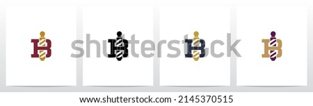Barber Shop Pole On Letter Logo Design B