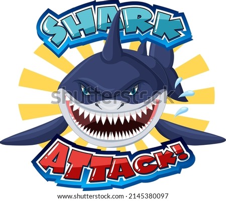 Word design for shark attack illustration