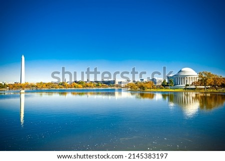 National Mall Skyline Washington Monument and Thomas Jefferson Memorial