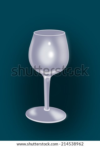 An empty wine glass on a dark background. 