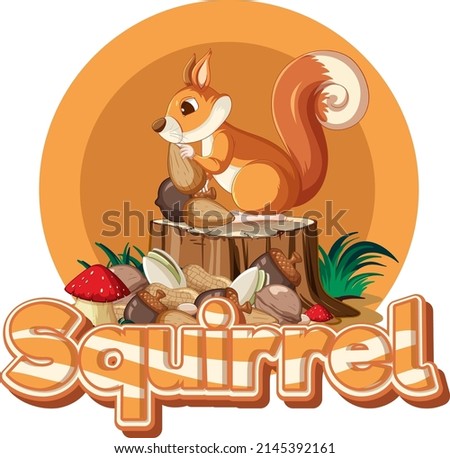Font design for squirrel in brown illustration