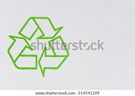 Recycle symbol on white cardboard