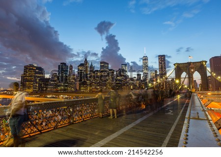 Brooklyn Bridge in New York at Dusk