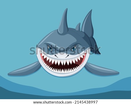 Great white shark cartoon illustration
