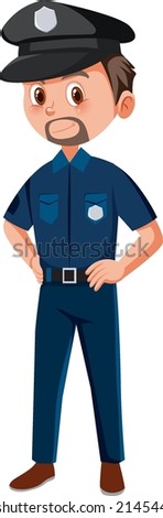 Policeman in blue uniform illustration