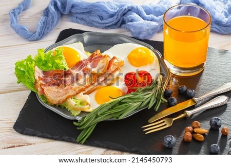 Healthy breakfast on an old background. The concept of tasty and healthy food.