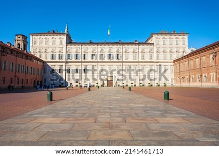 The Royal Palace of Turin or Palazzo Reale di Torino is a historic palace in Turin city, Piedmont region of Italy Royalty-Free Stock Photo #2145461713