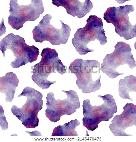 Watercolor abstract simple blobs clipart pattern, purple watercolor spots,  abstractive background, hand drawn, purple blobs pattern 