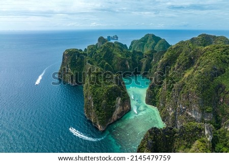 Pileh lagoon in Phi Phi Leh island, Famous place snorkel, Andaman sea, Krabi, phuket, Travel in your dream Thailand, Beautiful destination place Asia, Summer holiday outdoor vacation trip. Royalty-Free Stock Photo #2145479759