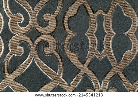 Element of interior decoration of the house. Brown-coffee pattern of Baroque style wallpapers. Ornate Damask flower ornament