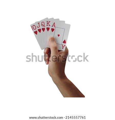 Card in hand  isolated on white background