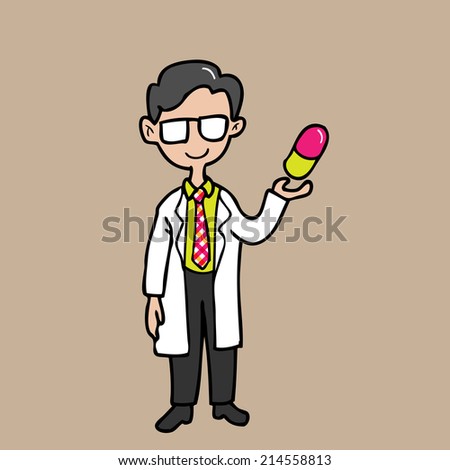 Pharmacist holding colorful capsule