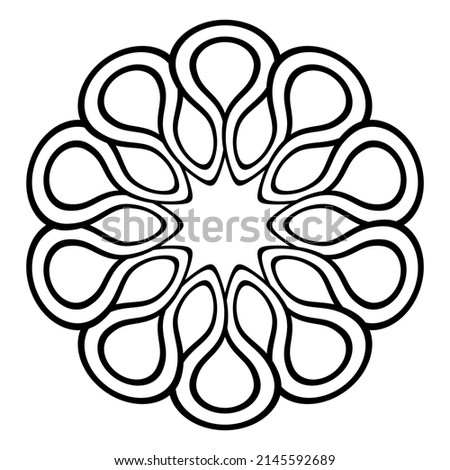 Circular ornament. Abstract round symmetrical pattern. Ethnic oriental pattern. Stencil. Decorative round mandala. Floral decoration pattern. Tattoo design. Vector illustration.