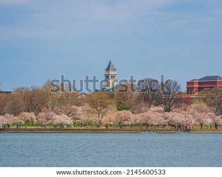 Beautiful Old Post Office Pavilion with cherry blossom at Washington DC
