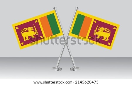 Crossed flags of Sri Lanka. Official colors. Correct proportion. Banner design