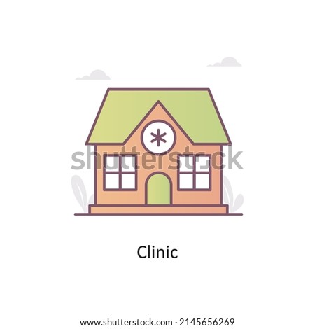 Clinic vector Filled Outline Icon Design illustration. Medical And Lab Equipment Symbol on White background EPS 10 File