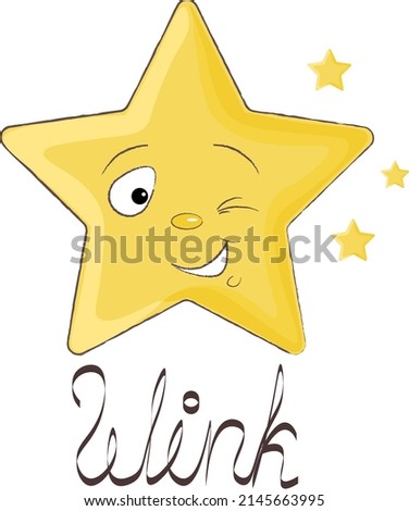 cute cartoon yellow winking star