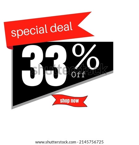 black sticker with red discount 33%