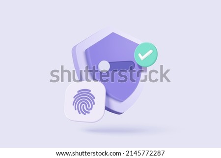3d fingerprint cyber secure icon. Digital security authentication concept. 3d finger scan for authorization, identity cyber secure. 3d fingerprint scanning sign vector render illustration Royalty-Free Stock Photo #2145772287