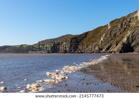 Cliff walls on the Solway Coast in the late morning light.  Sandyhills Beach, Dalbeattie, Scotland.