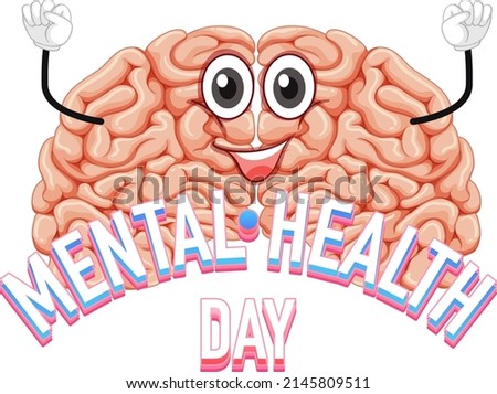 Human brain on poster for mental health day illustration